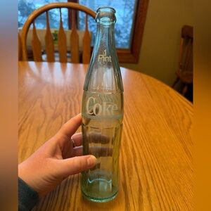 Vintage Coca Cola Glass Bottle - Green Tinted Glass